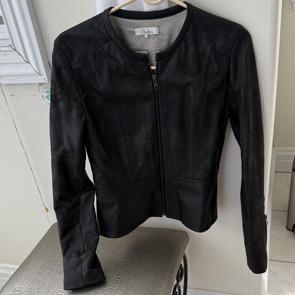 Parker Black Women's Leather Jacket Sz S
